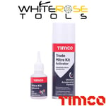 TIMCO Trade Mitre Kit Instant Bond Glue Activator 200ml/50g Clear Adhesive