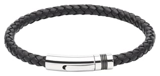 Unique & Co B345BL/21CM Black Leather |Steel Clasp | Jewellery