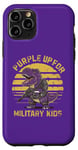 Coque pour iPhone 11 Pro Purple Up for Military Kids Month Militaire Enfant Dinosaure