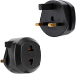 Mr.Gadget Solutions Black UK 2 Pin To 3 Pin 5A Fuse Adaptor Plug For Shaver/Toothbrush And Other Small Products - PACK OF 2