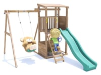 Wooden Climbing Frame Swing Set Green Slide Childrens Outdoor Play SquirrelFort