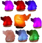 Pink Himalayan Elephant Shape USB Salt Lamp Rock Ionizing 7Colour Changing Light