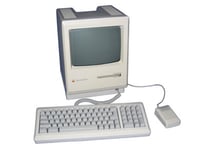 Macintosh Plus (ej fungerande) utan tgb & mus Låser sig vid uppstart, ibland Sad Mac 01000C, stöldmärkt