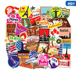100 Pcs/set Travel Map Country Famous Logo PVC Waterproof Stickers Kids Toys Decor Suitcase Bicycle Car Guitar Skateboard