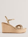 Ted Baker Amaalia Cross Strap Leather Wedge Sandals, Rose Gold/Silver