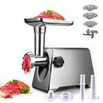 BenRich Meat Mincer Grinder, Electric Sausage Burger Maker Stuffer Machine with 3-Size Metal Plates and Kibbe Attachement Max 2800W Stainless Steel Body for Home Use