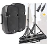 PA högtalarpaket med 10" aktiva högtalare, PA Paket 2x 10" aktiva högtalare + 2st stativ + kabel