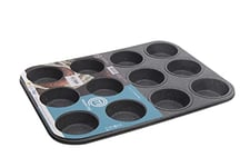 Masterchef Junior - Moule 12 Cupcakes - Design en Acier au Carbone - Moule avec Surface Anti-Adhésive - Moule à Gâteau Multi-compartiments - Compatible Cuisson Four et Lave-vaisselle