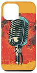 Coque pour iPhone 15 Pro Max Microphone vintage musique rétro chanteur audio
