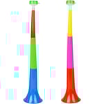 2 st (slumpmässig färg) Vuvuzela-trumpeter i plast, hejaklack, speltrumpet, mycket högt horn, fläkt, åskådare, horn, ljudgenerator, trumpet, sportfirande
