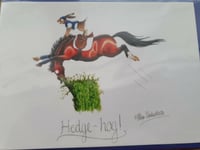Alex Underdown Hedge-hog BLANK greetings card Horse funny card cross country