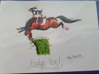 Alex Underdown Hedge-hog BLANK greetings card Horse funny card cross country 