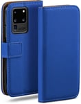 MoEx Flip Case for Samsung Galaxy S20 Ultra / 5G, Mobile Phone Case with Card Slot, 360-Degree Flip Case, Book Cover, Vegan Leather, Royal-Blue