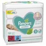208 x Pampers Baby Wipes Sensitive, Soft and Gentle, Plant-based, Fragrance Free