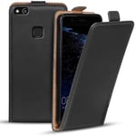 Verco Flip Case for Huawei P10 Lite, Premium PU Leather Magnetic Closure Vertical Cover for Huawei P10 Lite Case, Black