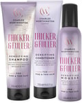 Charles Worthington Thicker and Fuller Regime Bundle, Shampoo, Conditioner and T