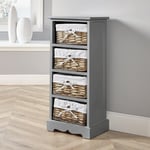 Lichfield 4 Wicker Basket Drawer Chest Storage Unit