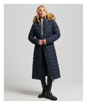 Superdry Womens Arctic Longline Puffer Coat - Navy - Size 10 UK