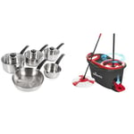 Morphy Richards 970002 Induction Frying Pan and Saucepan Set with Lids, Stay Cool Handles & Vileda Turbo Microfibre Mop and Bucket Set, Spin Mop for Cleaning Floors, Set of 1 Mop and 1 Bucket