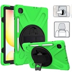 YGoal Case For Galaxy Tab S6 Lite, Hand Strap/Shoulder Strap Heavy Duty Full-Body Rugged Protective Drop Proof Case for Samsung Galaxy Tab S6 Lite 10.4 P615/P610, Green