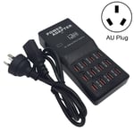 W-858 12A 12 Ports USB Fast Charging Dock Desktop Smart Charger AC100-240V, AU Plug (Black) (Color : Black)