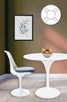 Tulip Set - White Medium Circular Table and Four Chairs with PU Cushion