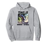 7 Year Old Birthday Party T-Rex Dinosaur Riding a Bike Kids Pullover Hoodie