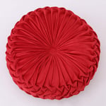 Hankyky Round Throw Pillow Velvet Pumpkin Pleated Throw Cushion PP Cotton Filling for Living Room Sofa Office Chair Nap&Decoration Super Soft&Cozy 38 x 10CM / 15" x 4"