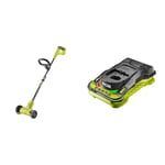Ryobi RY18PCA-0 ONE+ Patio Cleaner with Wire Brush (Bare Tool), 18 V & RC18150 18V ONE+ Cordless 5.0A Battery Charger, Hyper Green/Grey