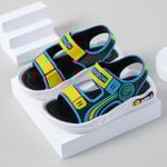 Mjuka barnsandaler med halkfri sula, strandsandaler för pojkar och flickor i åldern 2 till 10 år, vacker tecknad stil green 24 (insole 16.0 cm)