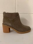 Ugg 'Kasen' Boots Size 5.5 Grey Suede Sheepskin Lined Pull On Heeled Ankle Boot 