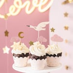 PartyDeco Cupcake toppers Baby Stork -