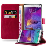 cadorabo Coque pour Samsung Galaxy Note 4 en Rouge Cerise - Housse Protection avec Fermoire Magnétique, Stand Horizontal et Fente Carte - Portefeuille Etui Poche Folio Case Cover