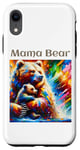 Coque pour iPhone XR Art animalier coloré de maman ours et de son petit