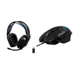 Logitech G535 LIGHTSPEED Wireless Gaming Headset - Lightweight on-ear headphones, flip to mute mic & G502 HERO High Performance Wired Gaming Mouse, HERO 25K Sensor, 25,600 DPI, RGB