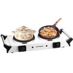 Portable Electric Cooker 2500w Double Hob Hot Plate Table Top Hotplate White