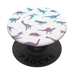 PopSockets Dinosaur Pattern Blue And Pink Watercolor White Background PopSockets Swappable PopGrip
