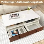Soffbord med 2 lådor och 2 hyllplan Rektangulärt vardagsrumsbord med förvaringsutrymme 95 x 48 x 45 cm