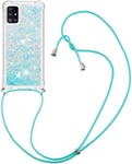 Lanyard Housse Pour Samsung A51, Bling Glitter Flowing Silicone Etui Housse Avec Cordage Lanyard, Protecteur Compatible Avec Samsung Galaxy A51. Star Blue Gs
