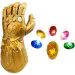 LED Ljus Upp Infinity Gauntlet Thanos Handskar med Avtagbara Magnetiska Infinity Stenar-WELLNGS adults