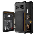 Galaxy S10 Plus Stöttåligt Mobilskal med Plånbok, svart