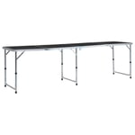 Hopfällbart campingbord grå aluminium 240x60 cm