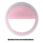 Rechargeable Mobile Phone Selfie Light Clip-on Fill Light Selfie Ring LED Light Rotating Pographic Supplementary Lamp,Pink-AAA Battery