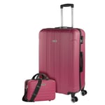 ITACA - Hard Shell Suitcase Set of 2-4 Wheel ABS Luggage Sets 3 Piece with TSA Combination Lock - Resistant and Lightweight Hard Suitcase Beauty and Large 771170B, Strawberry