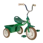 Italtrike - Tricycle Transporter - 10 Pouces - avec Benne - Selle avec Dossier, Réglable 3 Positions - Dès 2 Ans - Look Vintage - Couleur Vert
