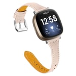 TenCloud Straps Compatible with Fitbit Versa 3 Strap, Replacement Slim Leather Wrist Band Bracelet for Fitbit Sense/Versa 3 Smartwatch (Apricot)