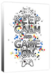 Keep Calm and Game On - Boys Computer Controller Gaming Quote Canvas Art Print Picture