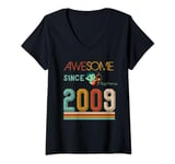 Womens Awesome Since Sagittarius Vintage 2009 Birthday V-Neck T-Shirt