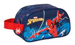 Spiderman Neon - Trousse Scolaire pour Enfant de Taille Moyenne avec poignée, Adaptable au Chariot, Facile à Nettoyer, Confortable et Polyvalent, qualité et résistance, 26 x 12 x 15 cm, Couleur Bleu