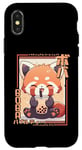 Coque pour iPhone X/XS Thé à bulles Kawaii Red Panda Boba Anime Red Panda Loving Bubble Tea Neko